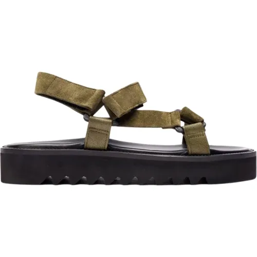 Khaki Wildleder Ledersandalen , Herren, Größe: 41 EU - Scarosso - Modalova