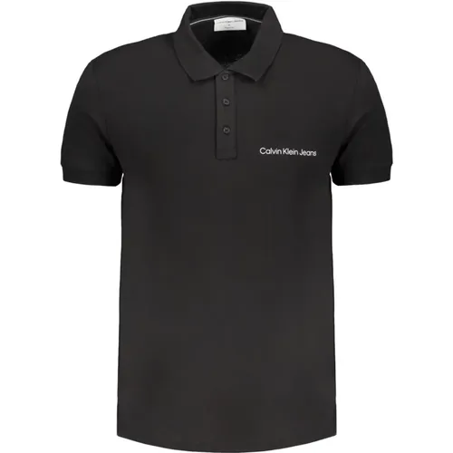 Schwarzes Polo mit Kurzen Ärmeln und Logo , Herren, Größe: M - Calvin Klein - Modalova