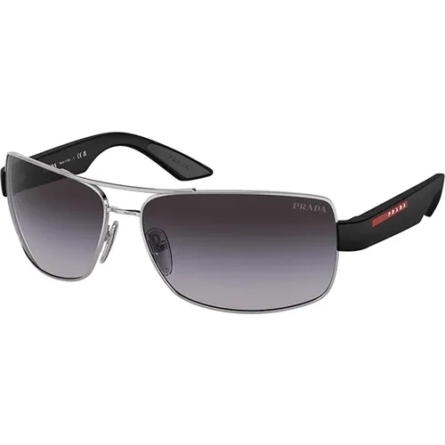 Sonnenbrille Silber Grau Verlauf PS 50Zs , Herren, Größe: 65 MM - Prada - Modalova