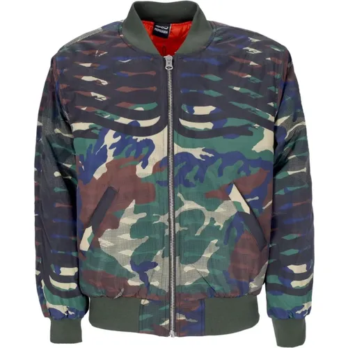 Camo Bomberjacke mit gerippten Details , Herren, Größe: XL - Propaganda - Modalova