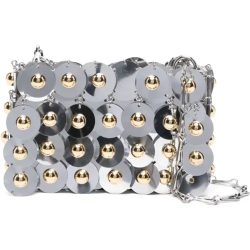 Elegant Evening Shoulder Bag Silver Gold , female, Sizes: ONE SIZE - Paco Rabanne - Modalova