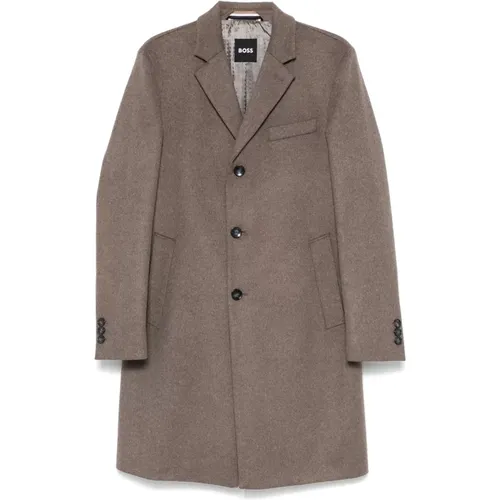 Wool Cashmere Coat with Buttons Pockets , male, Sizes: L, 2XL, XL - Hugo Boss - Modalova