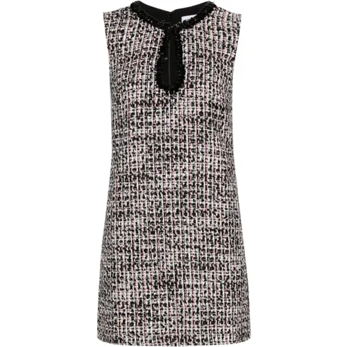 Black Bouclé Dress with Embellishments , female, Sizes: XS, 2XS, S - Self Portrait - Modalova