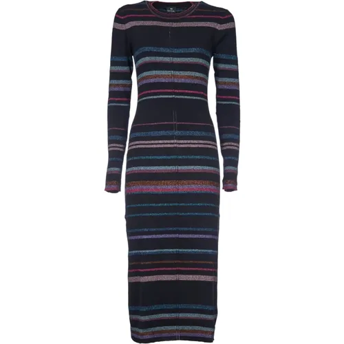 Gestreiftes Langarm Schwarzes Kleid , Damen, Größe: L - Paul Smith - Modalova