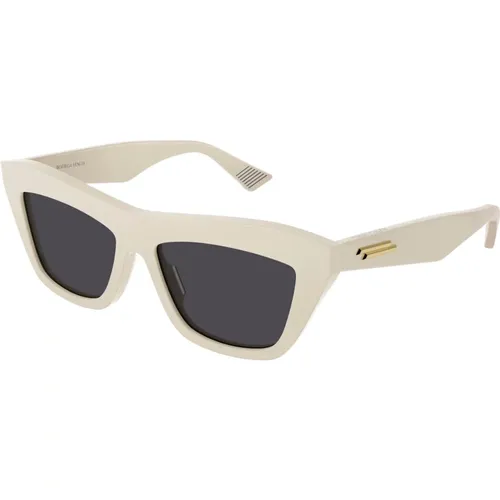 Ivory/Grey Sunglasses , female, Sizes: 55 MM - Bottega Veneta - Modalova