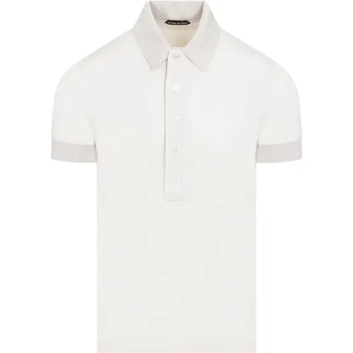 Ivory Ribbed Polo Shirt , male, Sizes: XL - Tom Ford - Modalova
