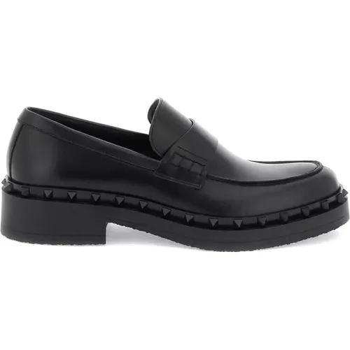 Studded Leather Loafers - Valentino Garavani - Modalova