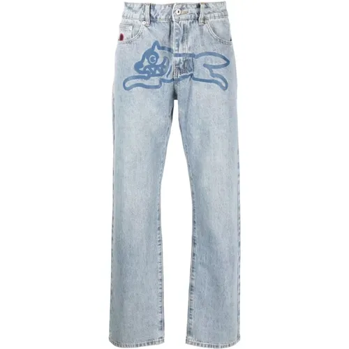Clear Graphic Stonewashed Jeans , male, Sizes: W32 - Icecream - Modalova