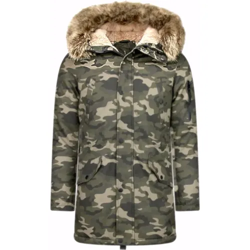 Jacket with Faux Fur Collar - Thick Winter Jackets for Men , male, Sizes: M, L - Enos - Modalova