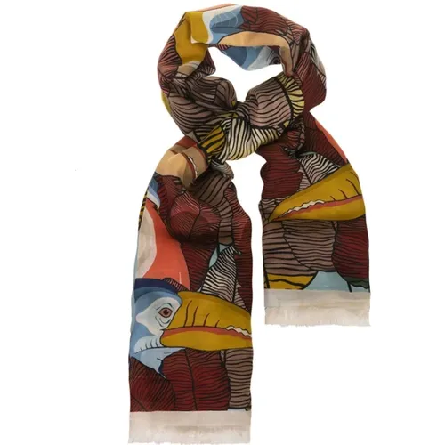 Silk Toucan Scarf , female, Sizes: ONE SIZE - Franco Ferrari - Modalova