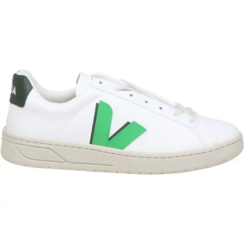 Weiße Ledersneaker Grüne Details , Herren, Größe: 43 EU - Veja - Modalova