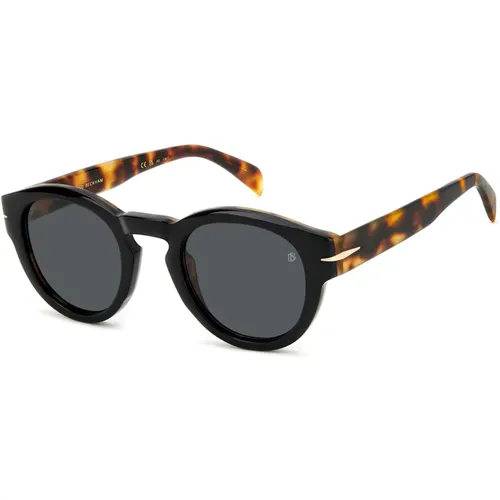 Black Havana/Grey Sunglasses , male, Sizes: 49 MM - Eyewear by David Beckham - Modalova