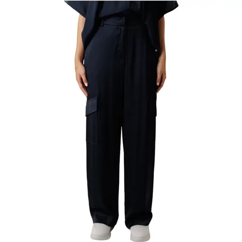 Glänzende Cargo Hose Blau , Damen, Größe: 3XS - Ottod'Ame - Modalova