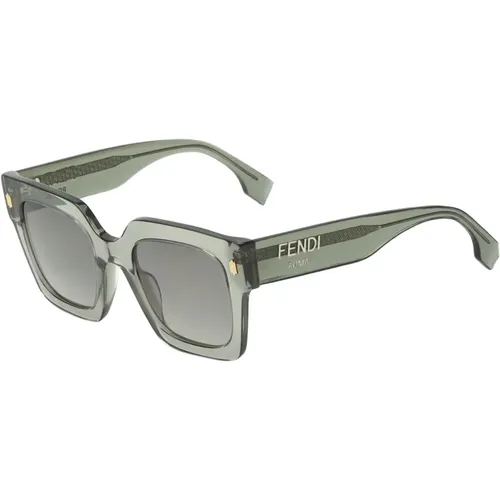 Graue Transparente Quadratische Sonnenbrille,Quadratische Sonnenbrille für Frauen - Roma Fe40101I 20B,Quadratische Acetat-Sonnenbrille in Grau Transp - Fendi - Modalova