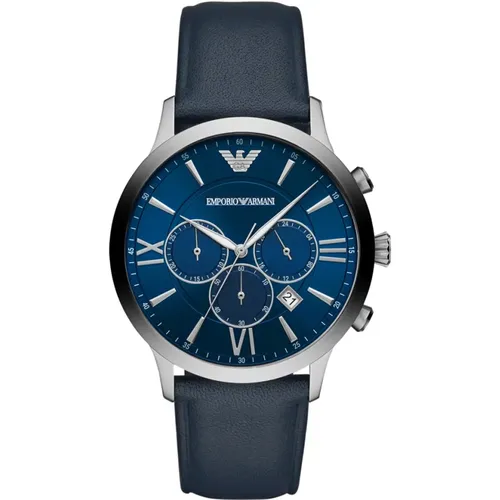 Ar11226 Quartz Watch - /Azure Dial, Steel Case, 43mm , unisex, Sizes: ONE SIZE - Emporio Armani - Modalova