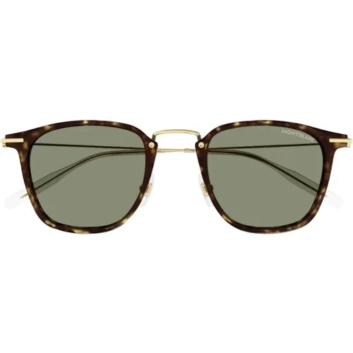 Herren Sonnenbrille mit quadratischem Acetatrahmen in dunkelbrauner Schildpatt-Optik , Herren, Größe: 49 MM - Montblanc - Modalova