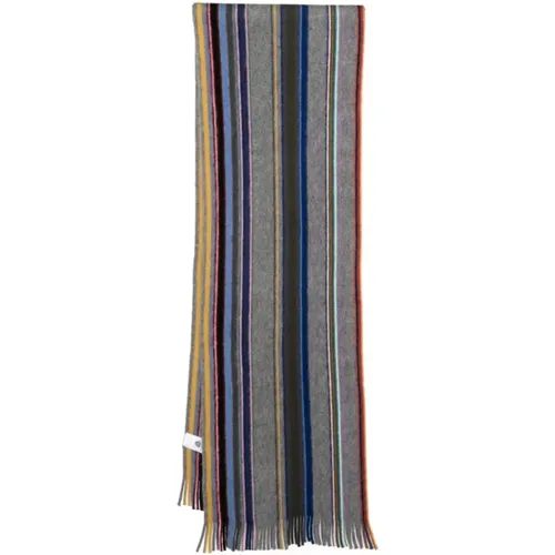 Striped Wool Scarf with Fringed Edge , male, Sizes: ONE SIZE - Paul Smith - Modalova