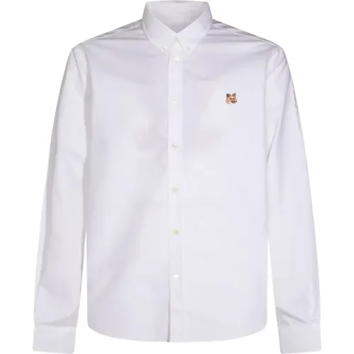 Cotton Shirt with Logo Patch , male, Sizes: L, M, 2XL, XL - Maison Kitsuné - Modalova