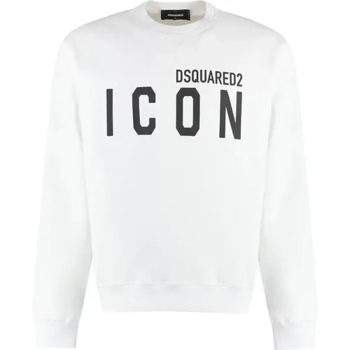 Baumwoll-Sweatshirt mit gerippten Kanten , Herren, Größe: XL - Dsquared2 - Modalova