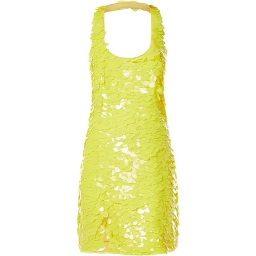 Gelbes Pailletten Minikleid,Gelbes Scale-Effekt Cut-Out Mini Kleid - The Attico - Modalova
