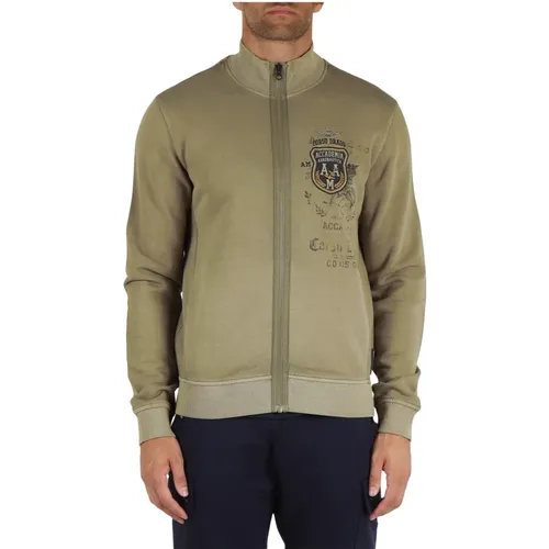 Sweatshirt mit Reißverschluss aus Baumwolle mit regulärer Passform , Herren, Größe: 3XL - aeronautica militare - Modalova