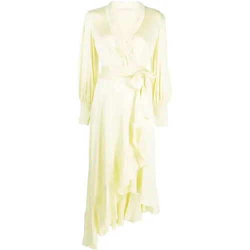 Lemon Silk Wrap Dress , female, Sizes: M - Zimmermann - Modalova