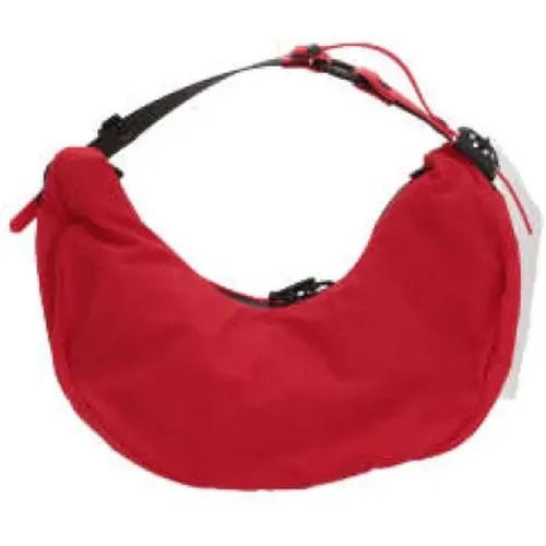 Rote Nylon-Schultertasche mit Schwarzen Metall-Details , Damen, Größe: ONE Size - Innerraum - Modalova