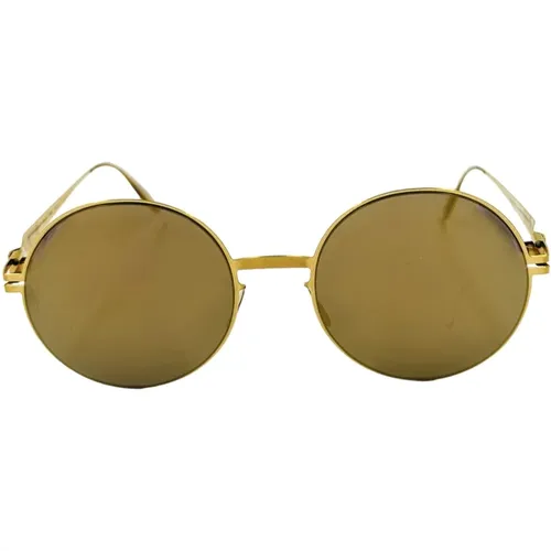 Round Retro Sunglasses with Gold Mirrored Lenses , unisex, Sizes: ONE SIZE - Mykita - Modalova