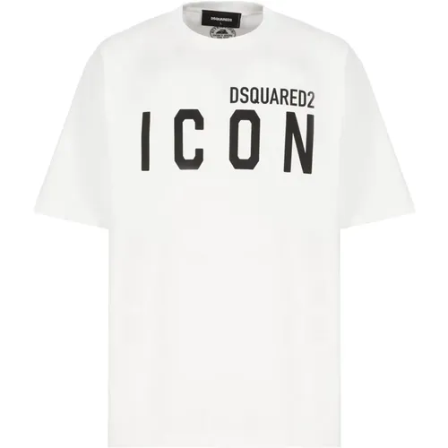 Weißes T-Shirt mit Logodruck , Herren, Größe: S - Dsquared2 - Modalova