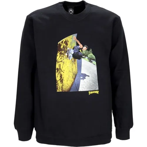 Schwarzer Crewneck Langarm-Sweatshirt , Herren, Größe: S - Thrasher - Modalova