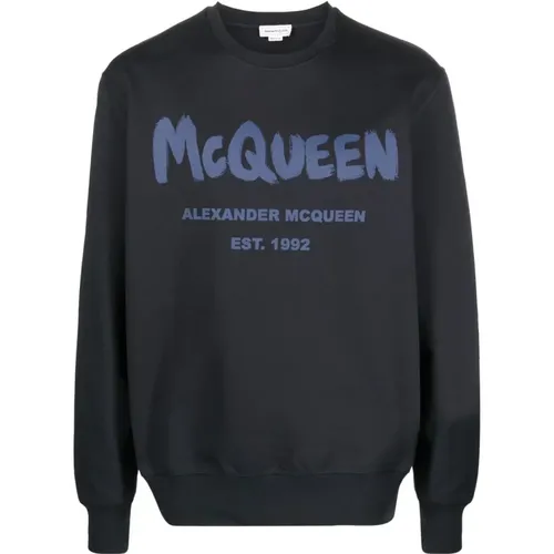Printed Sweatshirt with Ribbed Trims , male, Sizes: L - alexander mcqueen - Modalova