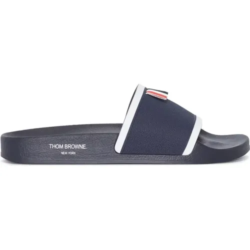 Navy Leather Sandals with Grosgrain Trim , male, Sizes: 6 UK - Thom Browne - Modalova