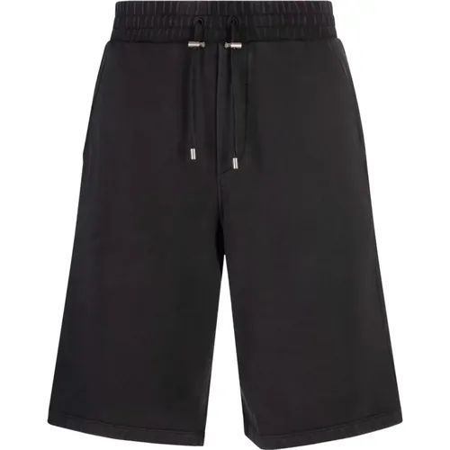 Schwarze Bermuda Shorts Vintage Stickerei - Balmain - Modalova