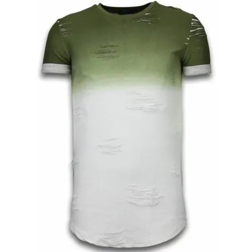 Flare-Effekt Lange Passform Zweifarbig - Herren T-Shirt - T09165Gr , Herren, Größe: S - True Rise - Modalova