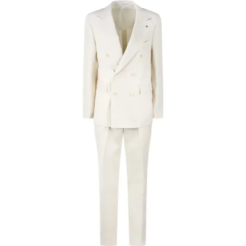 Linen Double-Breasted Tailored Suit , male, Sizes: L, S - Tagliatore - Modalova