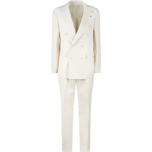 Linen Double-Breasted Tailored Suit , male, Sizes: S - Tagliatore - Modalova