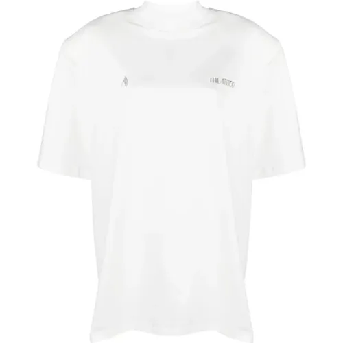 Weiße Baumwoll-Jersey-Logo-T-Shirt , Damen, Größe: 2XS - The Attico - Modalova
