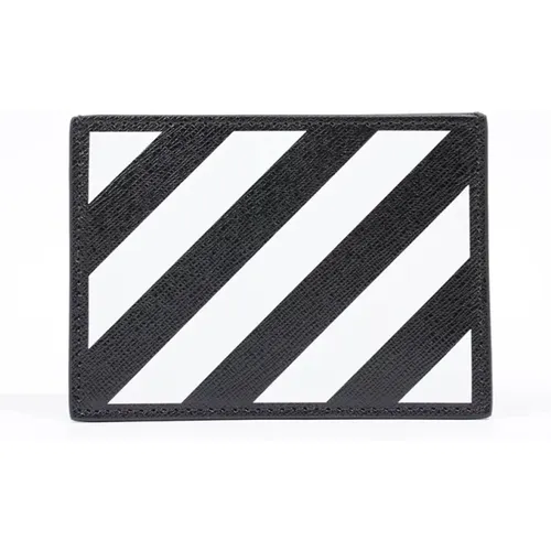 Diagonal Stripe Card Holder , male, Sizes: ONE SIZE - Off White - Modalova