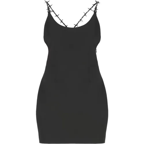 Schwarzes Viskosekleid mit Weitem Ausschnitt , Damen, Größe: XS - Heron Preston - Modalova