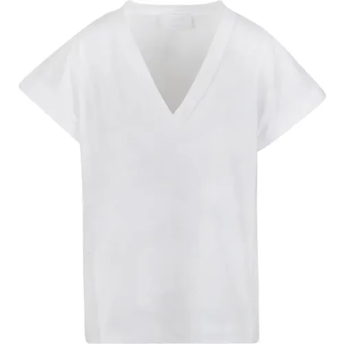 Cotton V-Neck T-Shirt with Logo , female, Sizes: XS, S - Daniele Fiesoli - Modalova