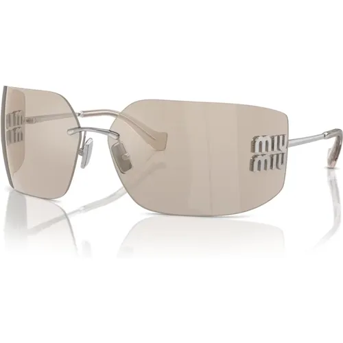 Silber/Beige Sonnenbrille SMU 54Ys , Damen, Größe: ONE Size - Miu Miu - Modalova