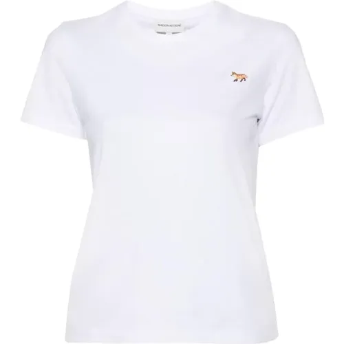 Weißes Logo T-Shirt , Damen, Größe: L - Maison Kitsuné - Modalova