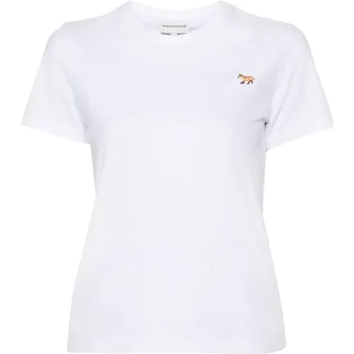 Weißes Logo T-Shirt , Damen, Größe: S - Maison Kitsuné - Modalova