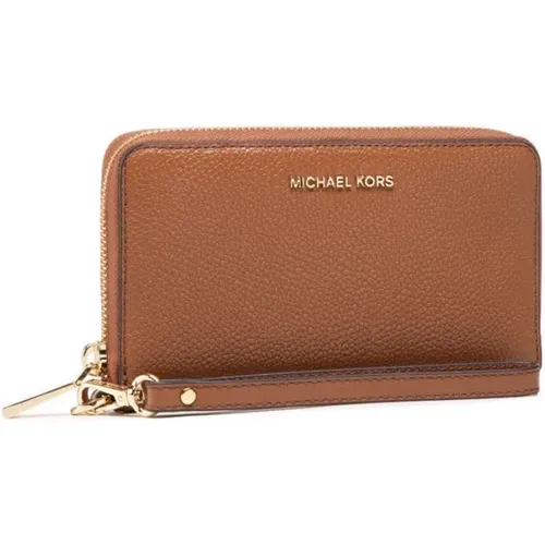 Leather Multifunction Wallet with Zip and Handle , female, Sizes: ONE SIZE - Michael Kors - Modalova