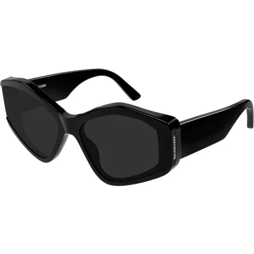 Schwarze/Dunkelgraue Sonnenbrille , Damen, Größe: 66 MM - Balenciaga - Modalova