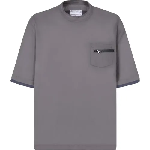 Men's Grey T-Shirts & Polos Ss24 , male, Sizes: L, M - Sacai - Modalova