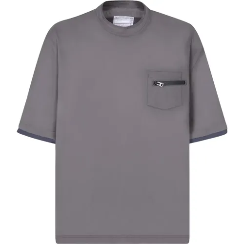 Men's Grey T-Shirts & Polos Ss24 , male, Sizes: M - Sacai - Modalova