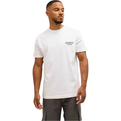 D Chest Logo T-Shirt Weiß , Herren, Größe: M - Iceberg - Modalova