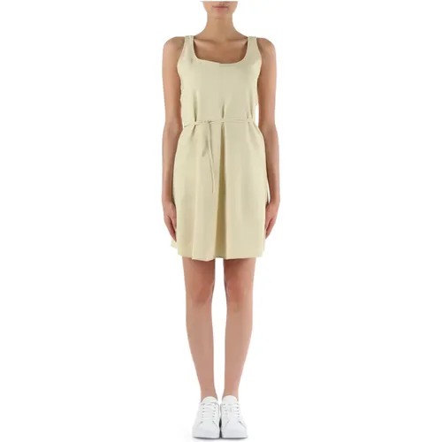 Twill-Viskosekleid mit Logopatch , Damen, Größe: L - Calvin Klein Jeans - Modalova