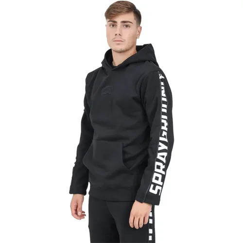 Schwarzer Hoodie mit Reißverschluss und Einzigartigem Design , Herren, Größe: S - SPRAYGROUND - Modalova